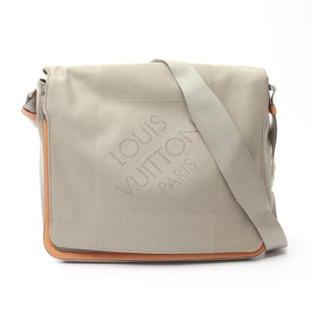 Louis Vuitton Messager Shoulder Bag Leather Canvas Damier Gant Gray Sable